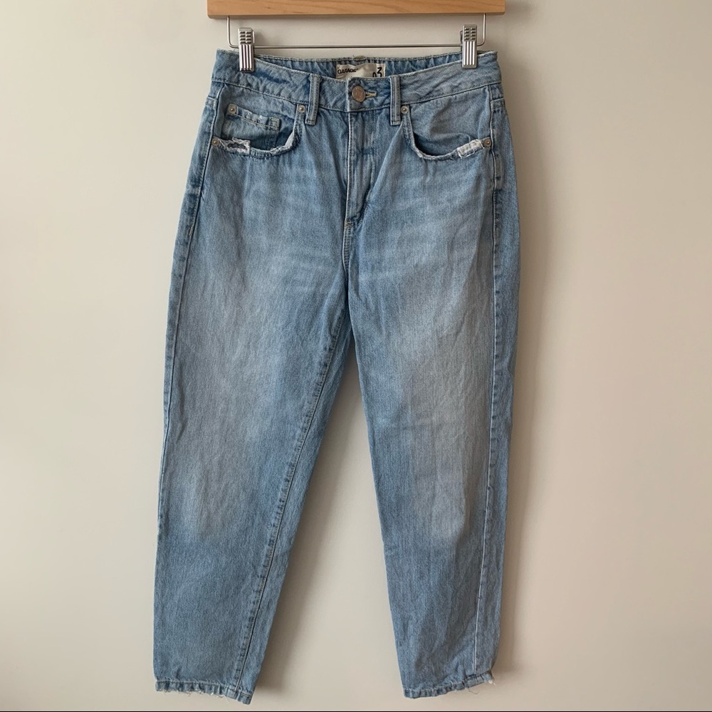 GARAGE high rise mom jeans, light wash